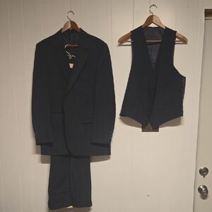 Men's Blue Pinstripe Suit with Pants And Vest